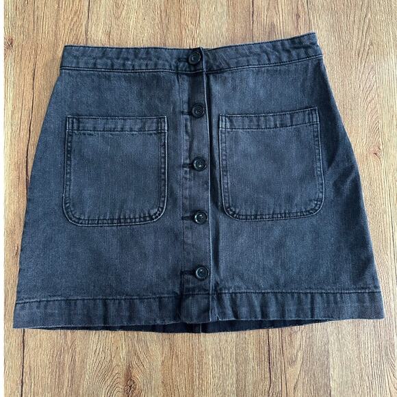 Free People Black Button Jean Skirt Size 28 - Picture 1 of 6
